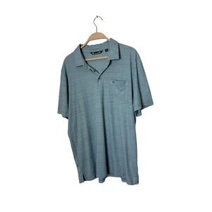 Travis Mathew Polo Shirt Mens XL Blue Space Dye Short Sleeve Performance Logo